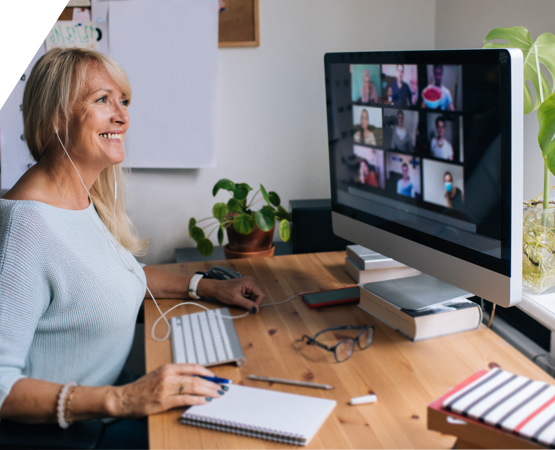 woman on zoom call with colleagues